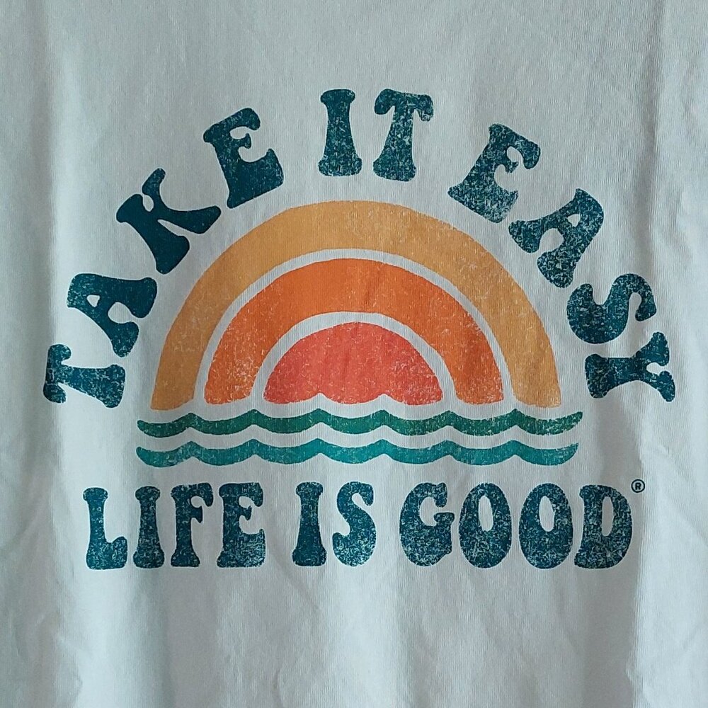 Life Is Good "Take It Easy" White Crusher Tee Men's Med & Large - Picture 3 of 11
